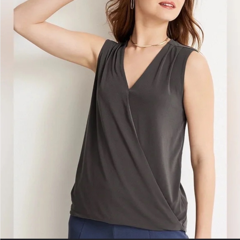 Maurices Gunmetal Grey Surplice Front Sleeveless Twilight Tank
